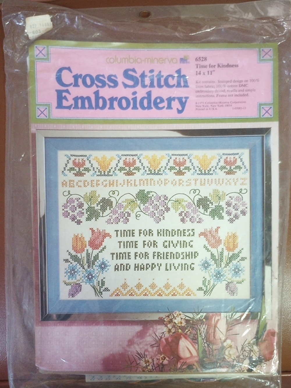NWT Columbia-Minerva Stamped Cross Stitch Sampler Kit #6528. Time for Kindness